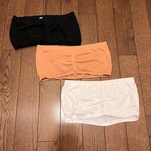 Set of Three Bandeau Tops in Black, Beige, and White sz. 2XL